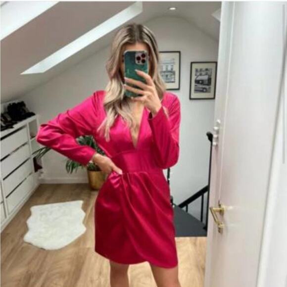 Zara Pink Fuchsia Dress Size Medium - Picture 3 of 15